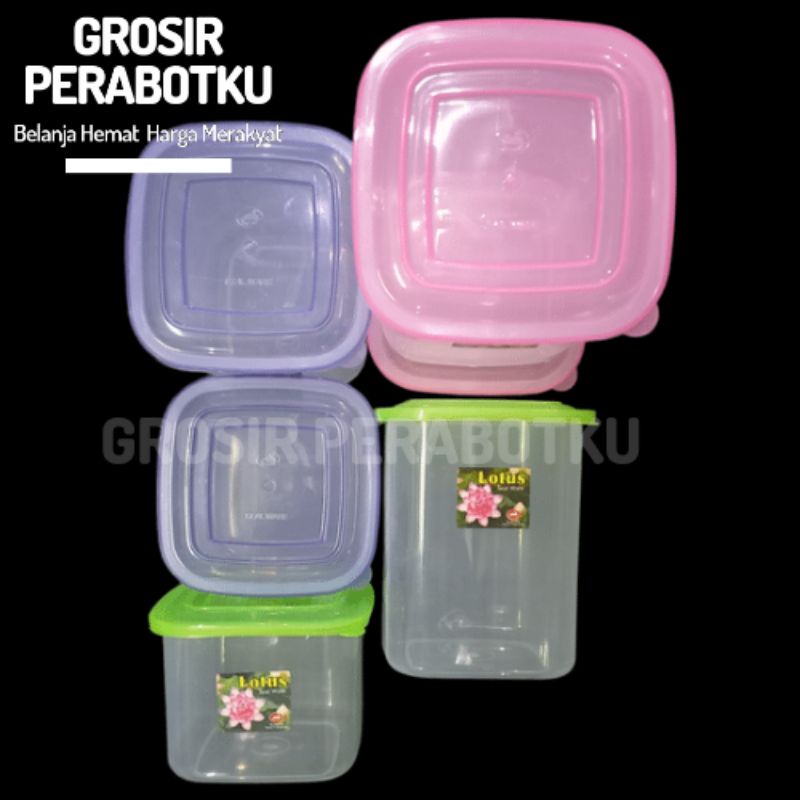 Toples Bumbu Plastik Kotak 800ml 500ml Sealware Lotus Segi Warna