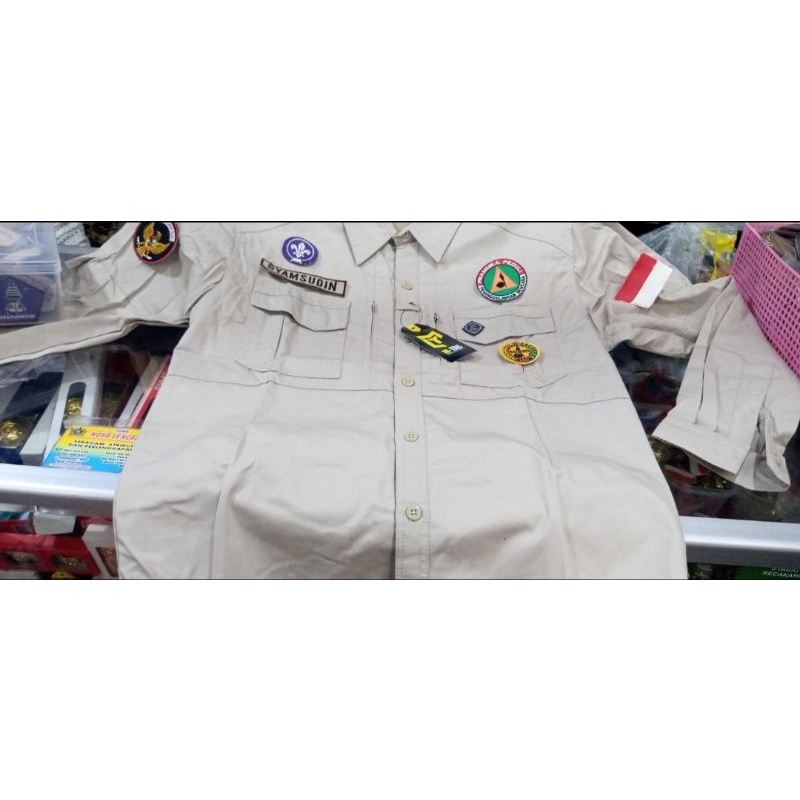 BAJU PDL PRAMUKA PEDULI #*FULL.SET BORDIR LENGKAP