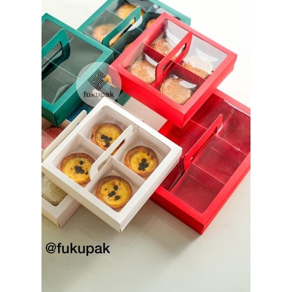 

Box Sekat Handle, Dus Pie Mooncake Muffin, Kotak Hamper Gift (10 pcs) - Putih, Sekat 4