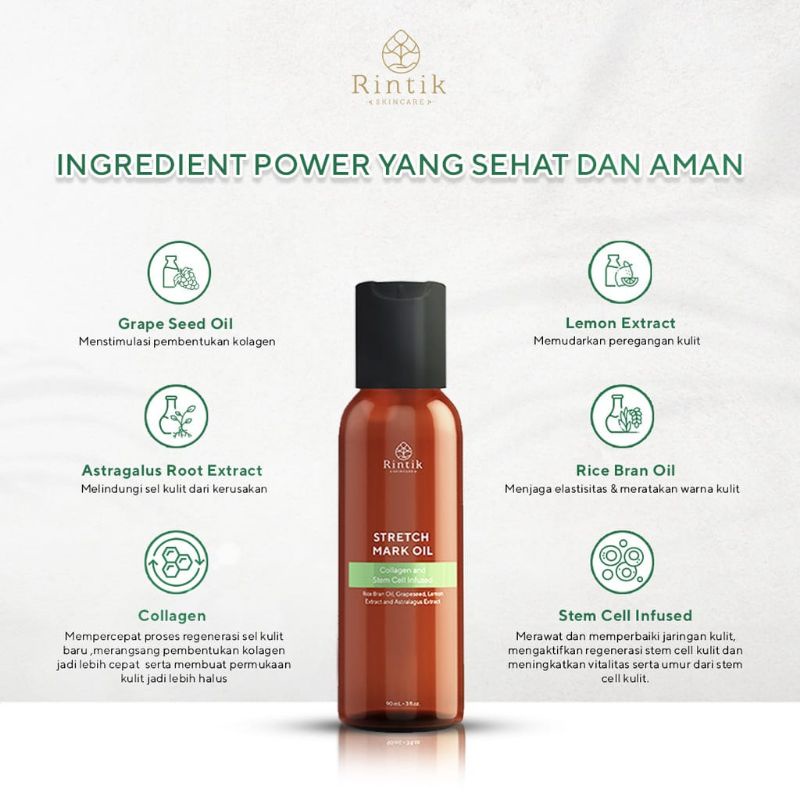 Rintik Skincare - Stretch Mark Selulit Oil / Stretch Mark Selulit Oil By Rintik Skincare Penghilang/Pemudar Stretch Mark / Penghilang Stretchmark Ampuh Permanen Bpom / Cream minyak Serum Pengilang Stretchmark