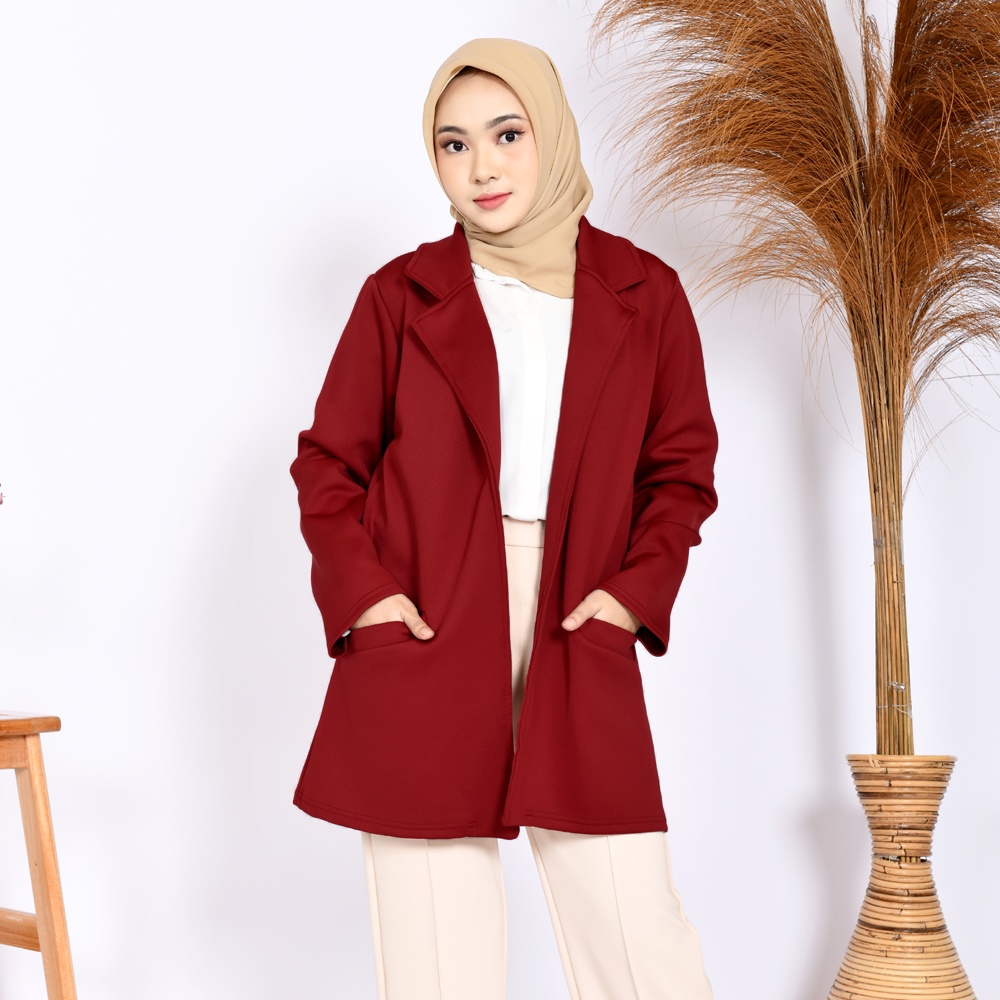 Nhm Blazer Wanita Scuba Premium, Outer Formal Santai Bestseller