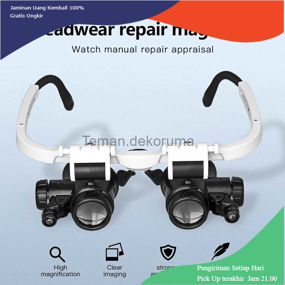 TD-PR2 HKFZ Kacamata Pembesar Watch Repair 23x Magnifier dengan 2 LED - 9892H
