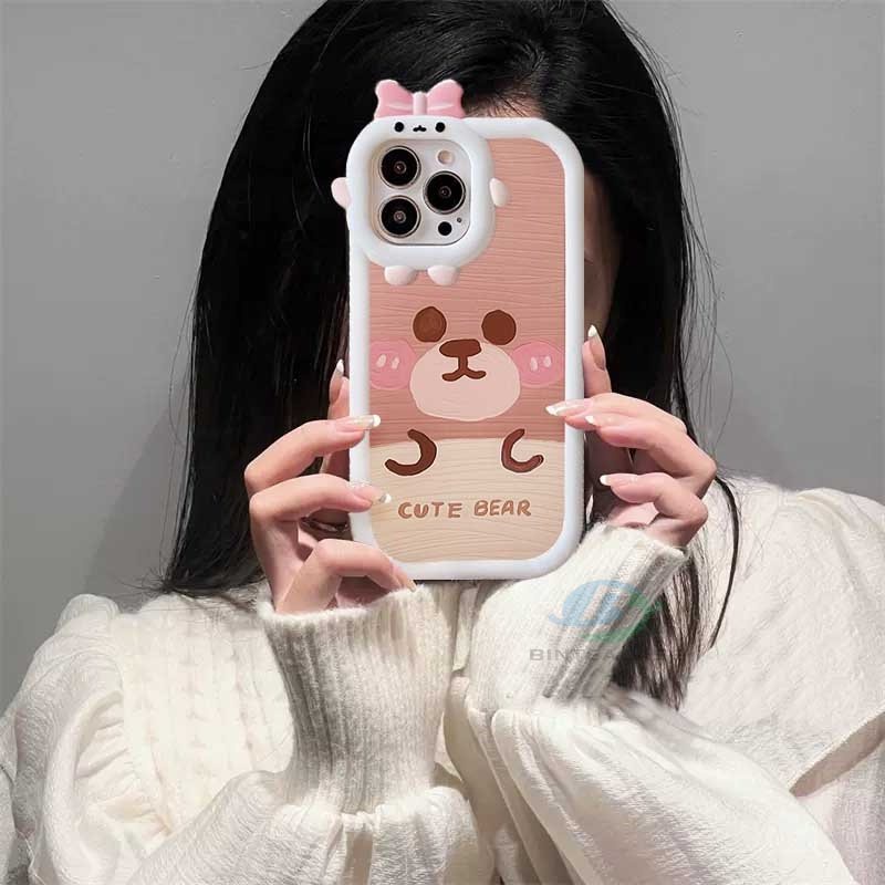 Case Desain Beruang Coklat Untuk IPhone 14 Pro Max 13 Pro Max 11 12 Xr XS 6 6S 7 8 Plus