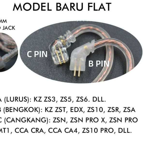 KZ Kabel Cable OFC Flat with Mic Upgrade KZ Type C ZEX ZSN PRO X DQ6 - Brown OFC Pin C