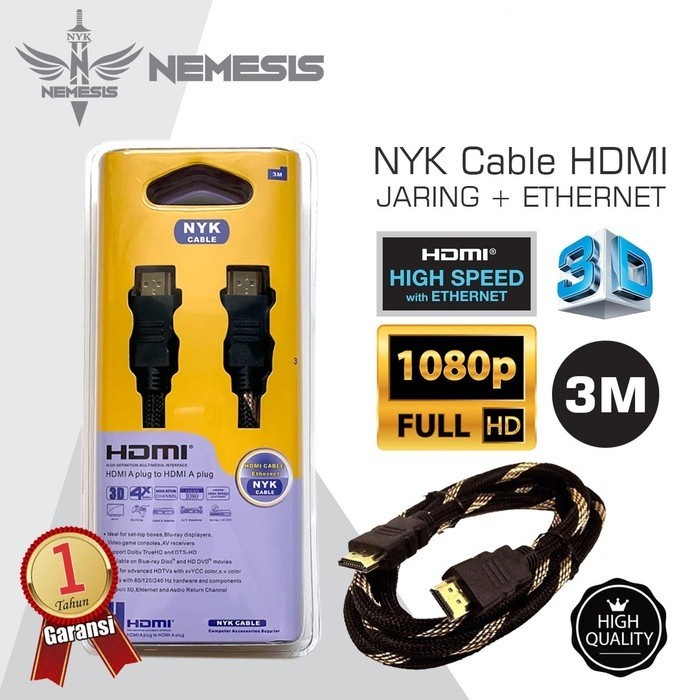 NYK Kabel HDMI Jaring + Ethernet 3 Meter TOP