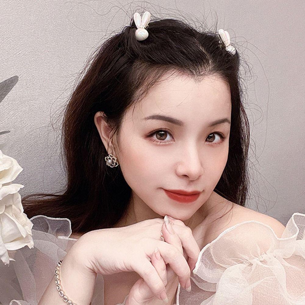 Agustina Kelinci Mutiara Jepit Rambut Glitter Kecil Korea Wanita Aksesoris Rambut Gadis Hiasan Kepala Poni Klip Fashion Perempuan Super Peri Jepit Duckbill Klip