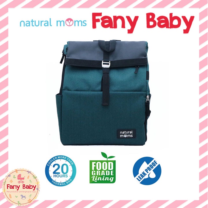 NATURAL MOMS COOLER BAG BACKPACK FLIP GREEN