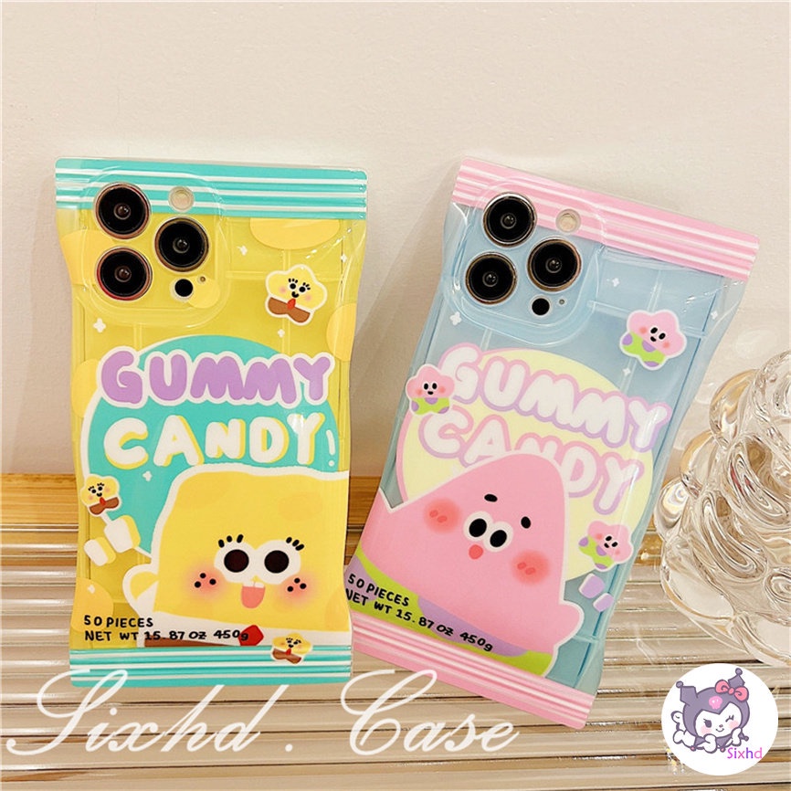 Compatible For iPhone 14 13 12 11 Pro Max SE2020 X Xr Xs Max 8 7 Plus Candy Snack Bag Case Cartoon Spongebob Phone Case Soft Shockproof Silicon Tpu Protective Cover