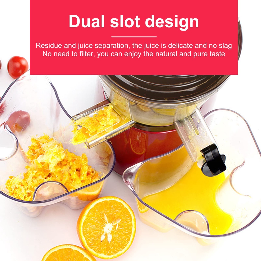 Slow Juicer, Motor 150W, Mesin Juicer dengan Chute Umpan Mulut Besar 3”, Pembuat Jus Berkecepatan Ganda untuk Buah dan Sayuran, Fungsi Anti Tetes Juicer Sentrifugal, Bebas BPA