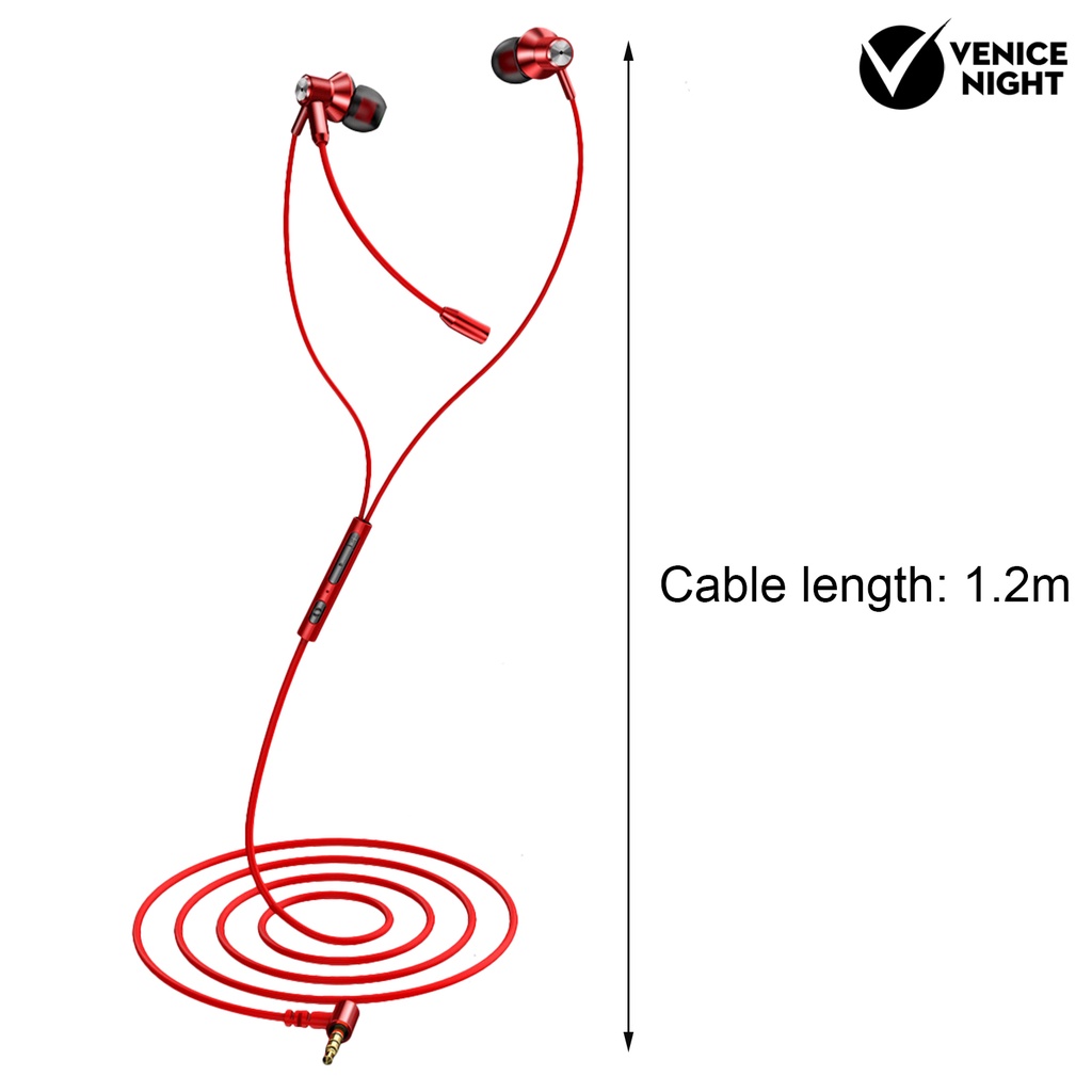 (VNEP) (Berkabel) Earphone Ergonomis Dual Mikrofon Stereo Universal L-Shaped Plug Metal Earphone untuk Gaming