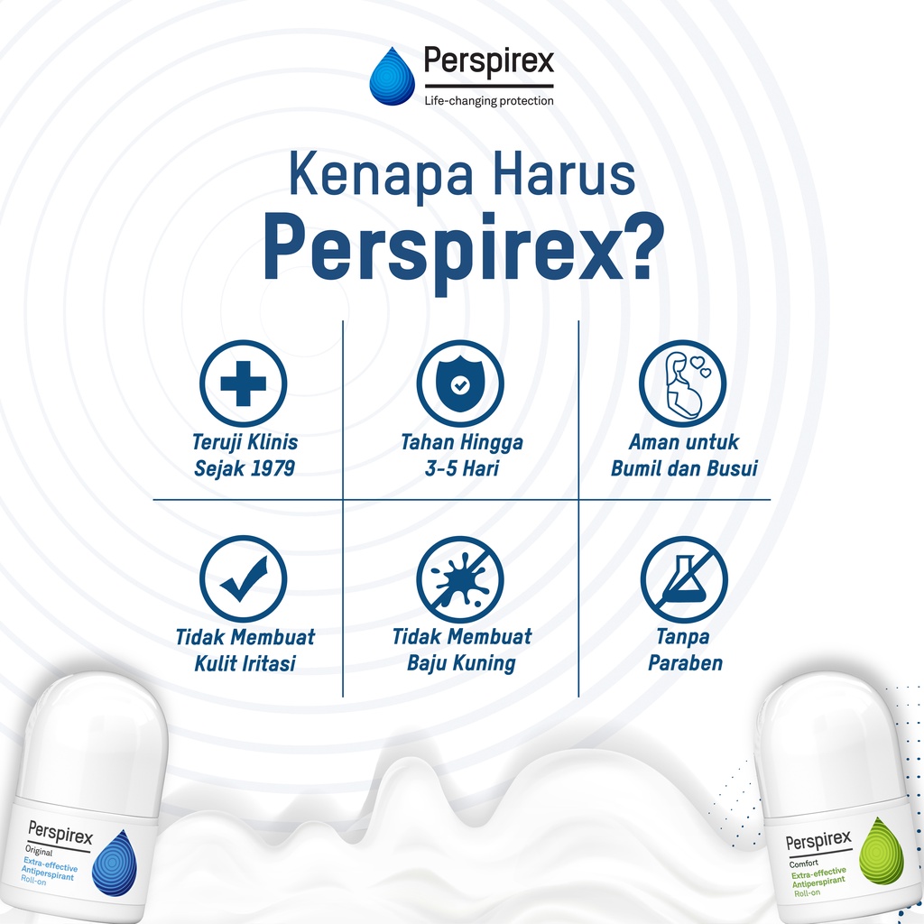 Perspirex Antiperspirant Original 20ml Roll On - Deodoran Ketiak Mengurangi Keringat dan Bau Badan 3-5 Hari