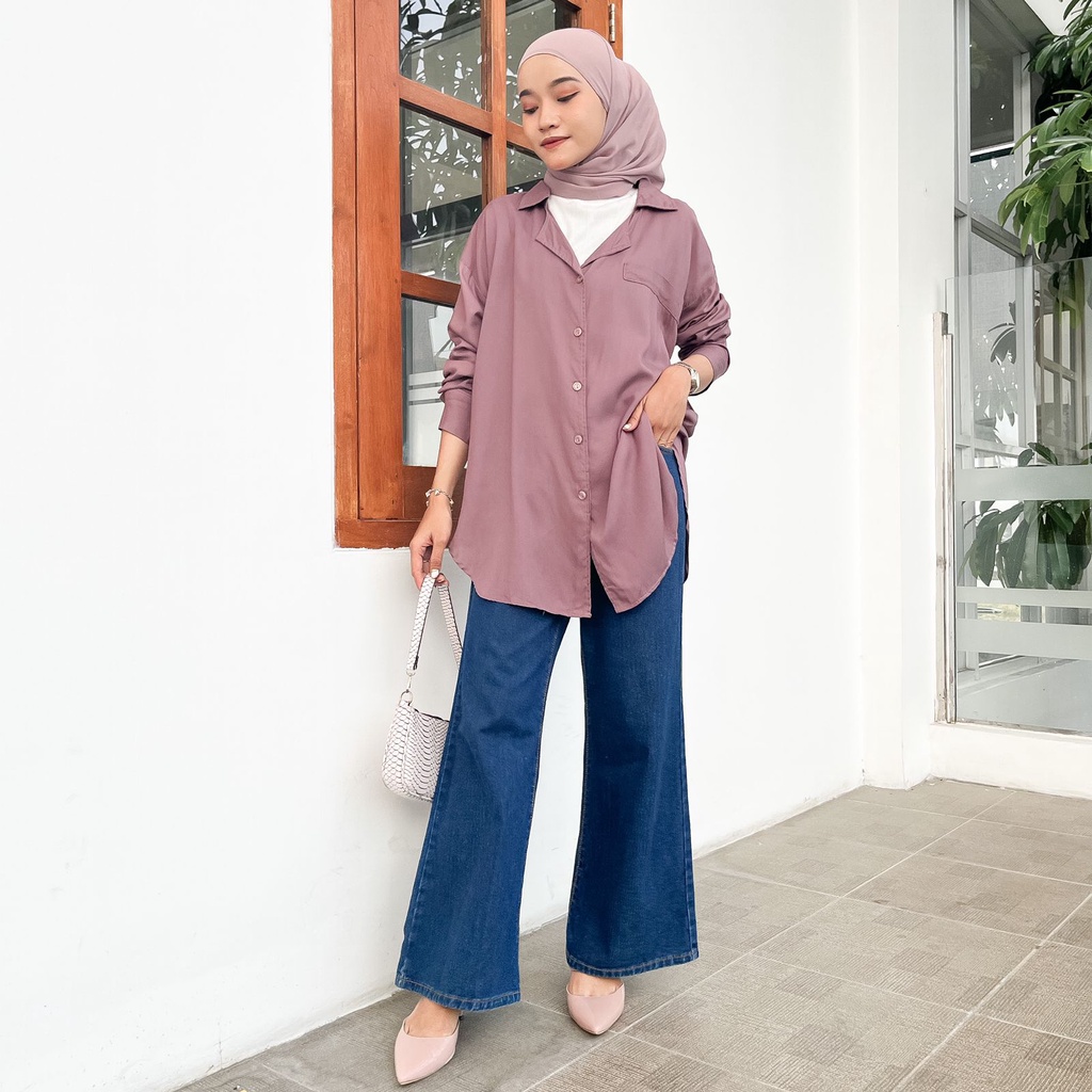 JIHAN OVERSIZE XXL LD 120  - BAJU BLOUSE WANITA JUMBO BIG SIZE TO XXL - ATASAN LENGAN PANJANG - KEMEJA OVERSIZE