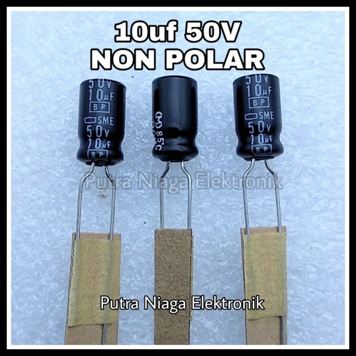 (5) Elco 10uf 50V Non Polar / BP Kapasitor NonPolar 10 uF 50 V putr4n14 dijamin
