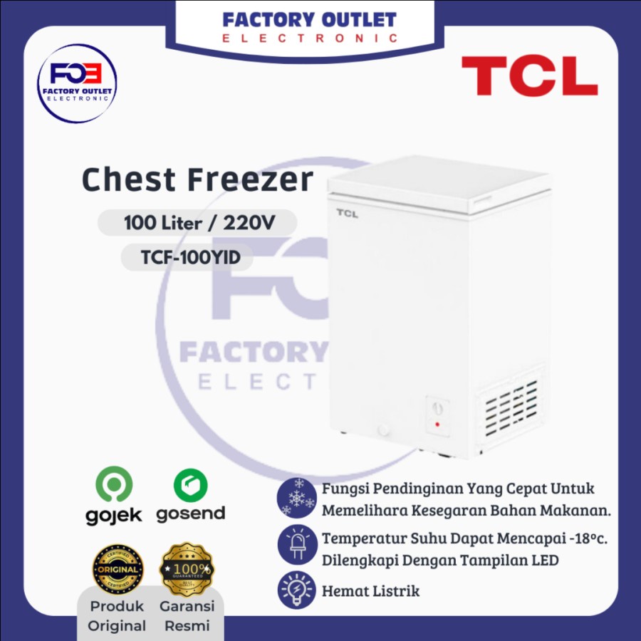 TCL Chest Freezer Box TCF100YID-A TCF-100YID TCF-100ZID Garansi Resmi Jabodetabek ONLY JABODETABEK