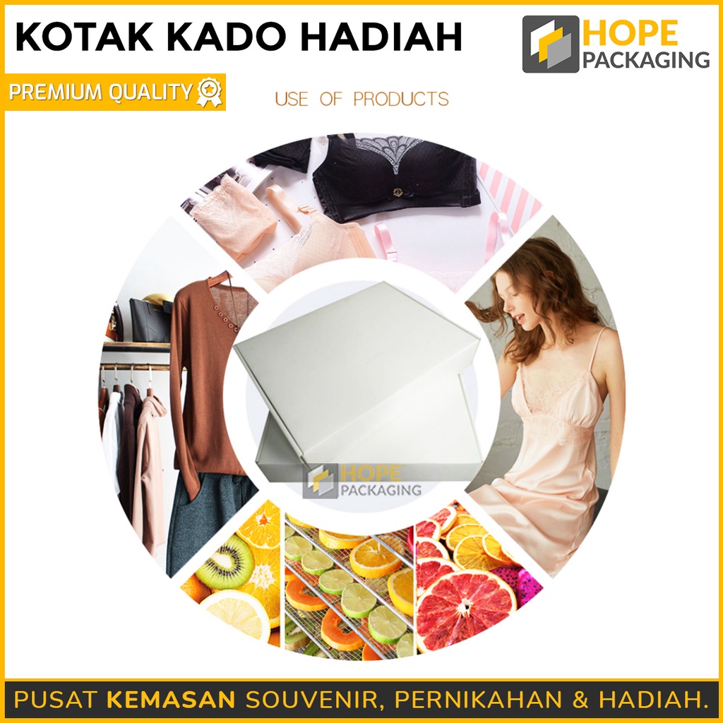 Kotak Kado Hadiah Putih Polos / Dus Polos / Kardus Hampers / Box Baju