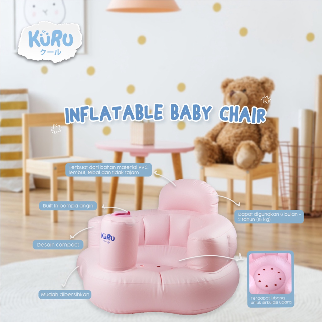 KURU BC01 Inflatable Baby Chair | Kursi Sofa Angin Bayi Tiup Pompa MBS