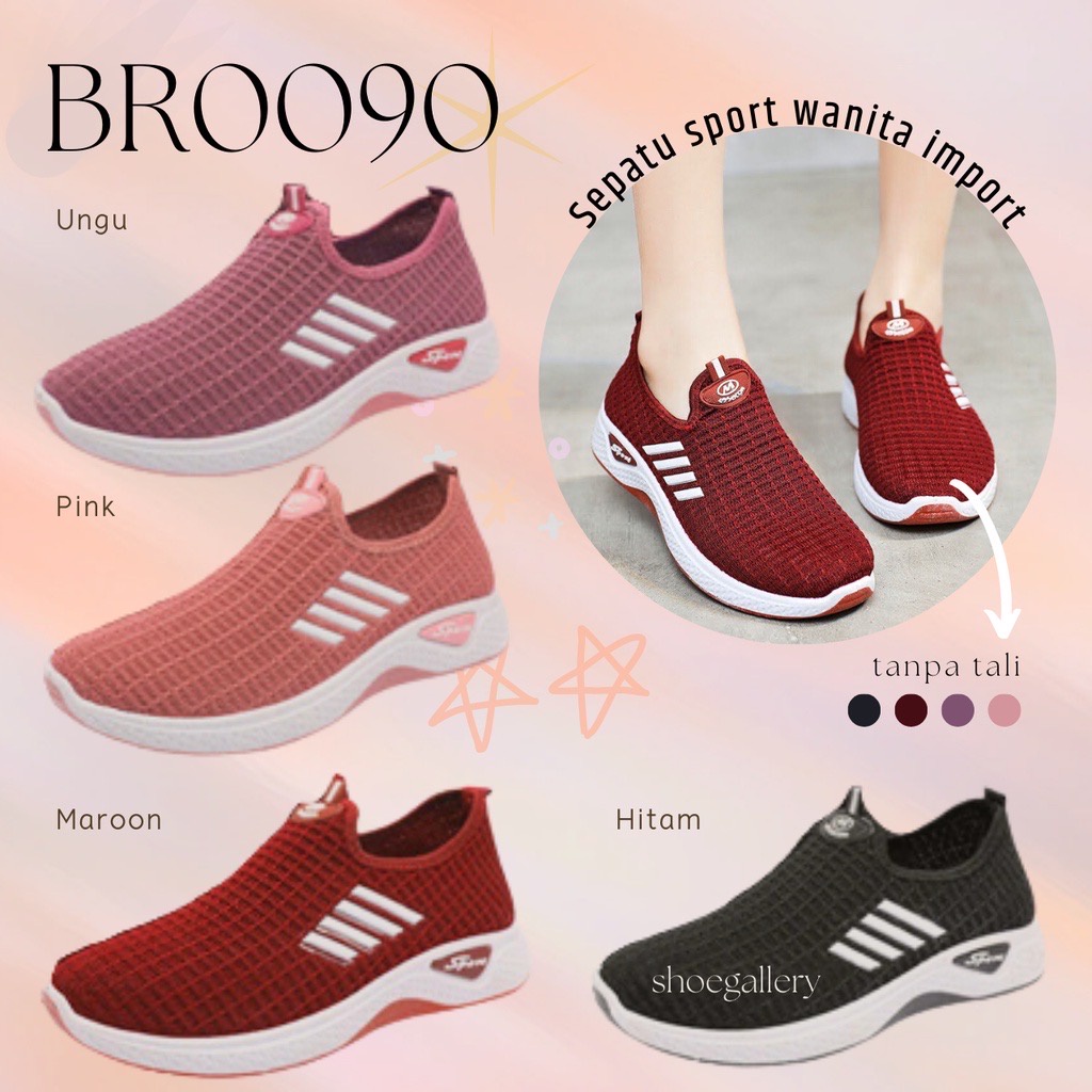 TOPGROSIR LV0090 Sepatu Sneakers Wanita Garis 3 / Sepatu Sport Kanvas Rajut Trendy