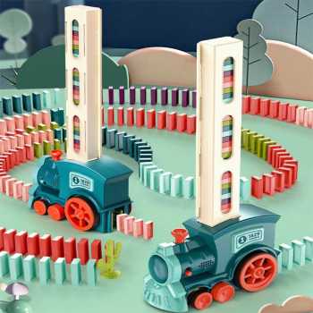 GS7i Hisufo Mainan Kereta Balok Domino Electric Domino Train Kt-342 Multi-color Ori-YA