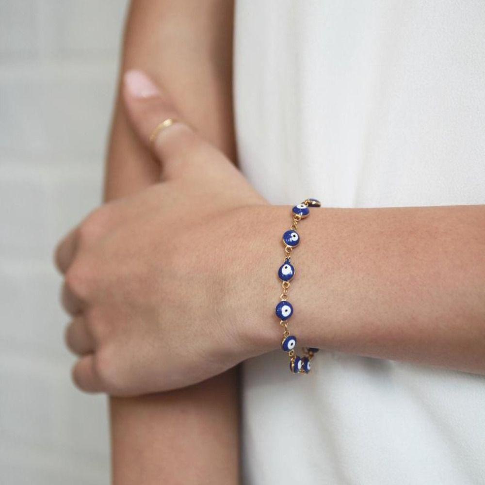 Needway   Evil Eye Gelang Pasangan Retro Persahabatan Manik Gaya Turki Korea Tangan Rantai