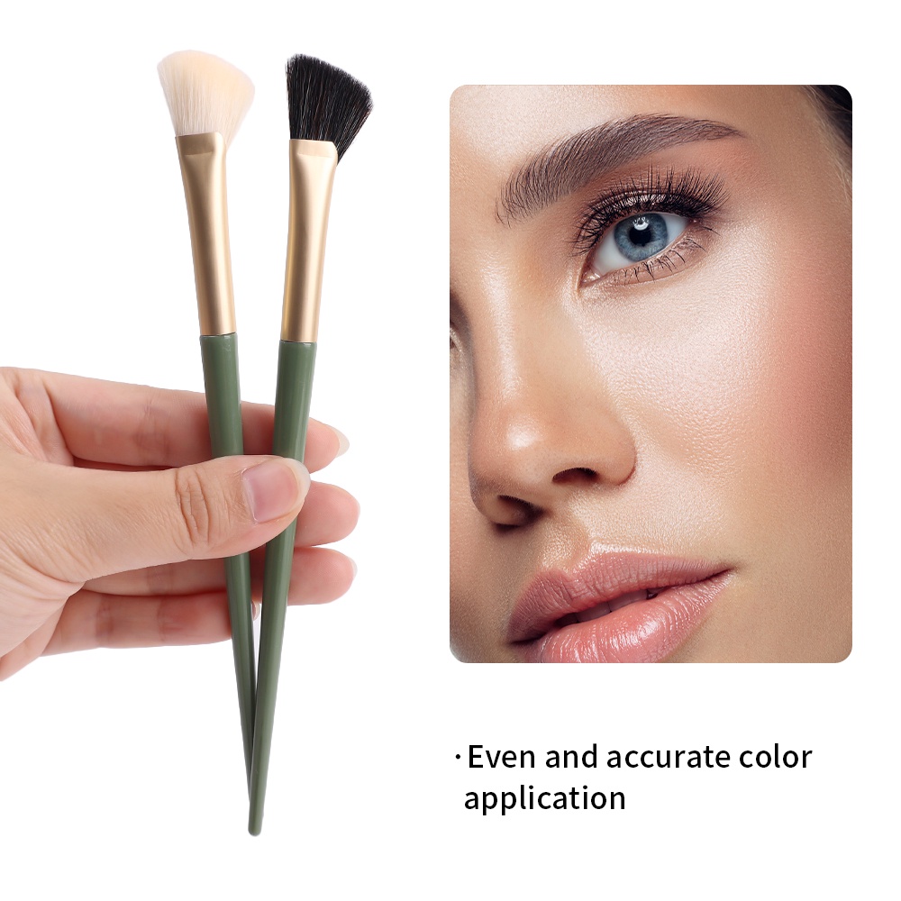 1pc Brush Makeup Bentuk Setengah Kipas Bahan Fiber Lembut Untuk Contour Hidung Highlighting Wajah