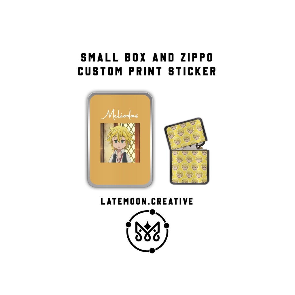 (BISA COD) ZIPPO CUSTOM GRATIS BOX KECIL MEDIA PRINT STICKER