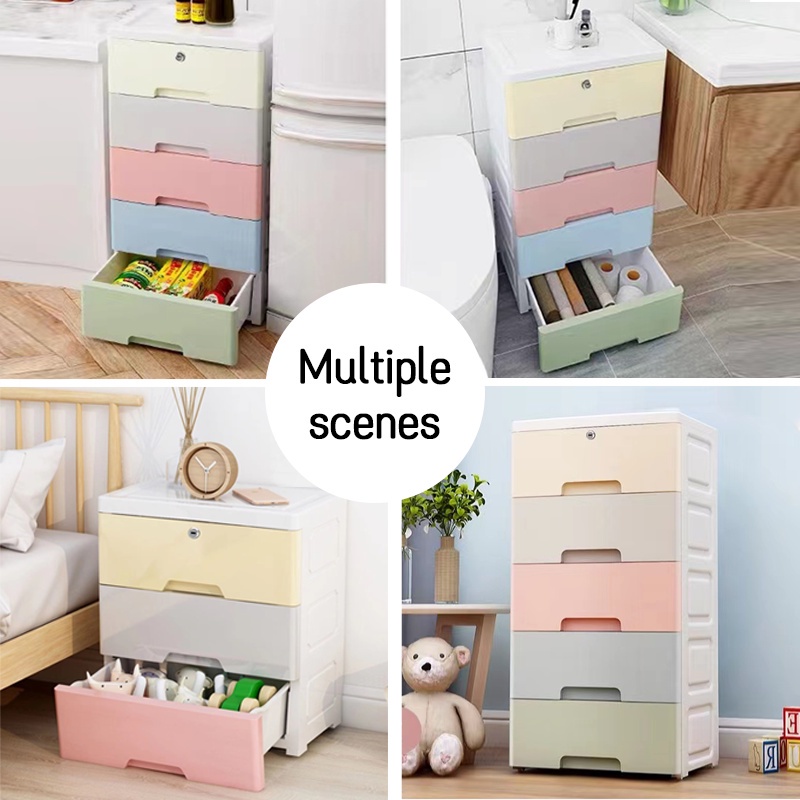 HEINO Lemari Pakaian Plastik Loker Plastik 45CM Macaron Lemari Pakaian Laci Plastik Kabinet Drawer Storage Cabinet