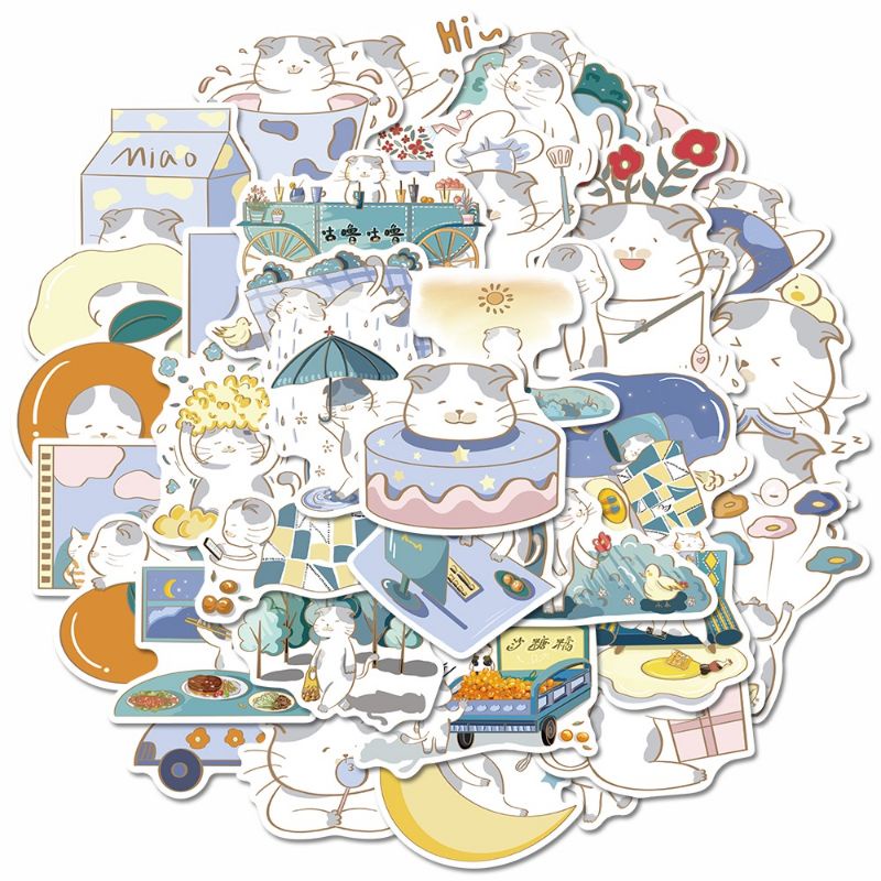 

[ , ] 3pcs Stiker Lucu Motif Cartoon Cat/ Raja Kucing untuk Dekorasi Handphone, Laptop