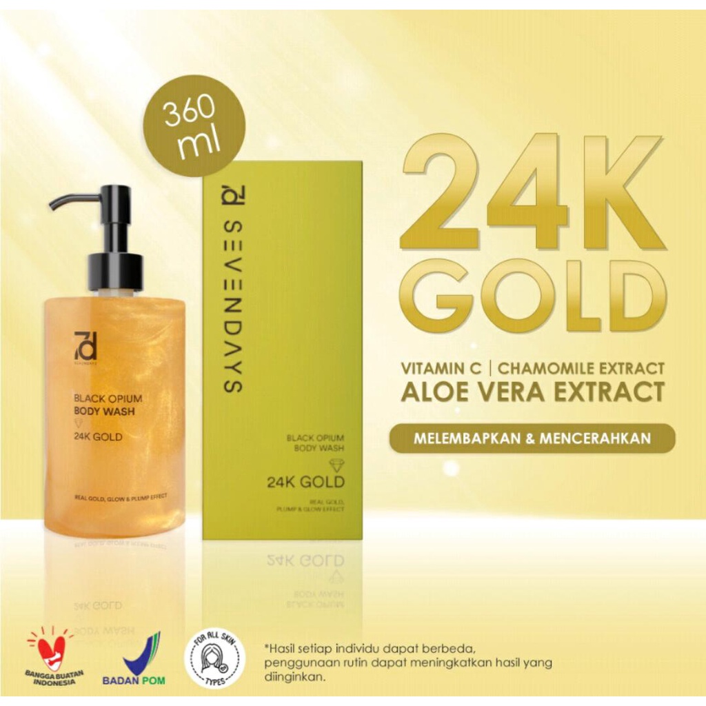 SEVEN DAYS 24K Gold Black Opium BODY WASH 360ml Melembabkan dan Mencerahkan