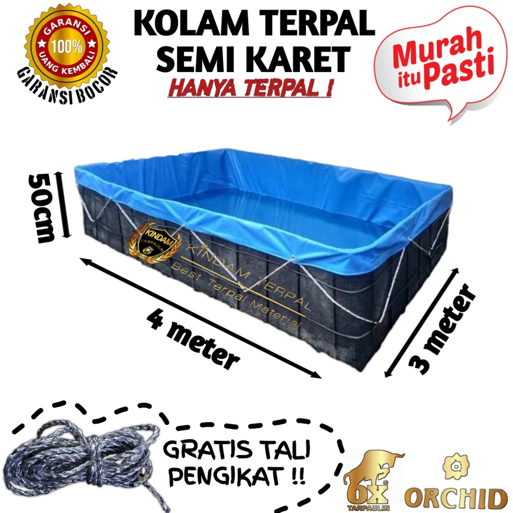 TERPAL KOLAM 4x3x50 ORCHID SEMI KARET BERGARANSI MURAH | KOLAM TERPAL IKAN LELE, NILA, GURAME