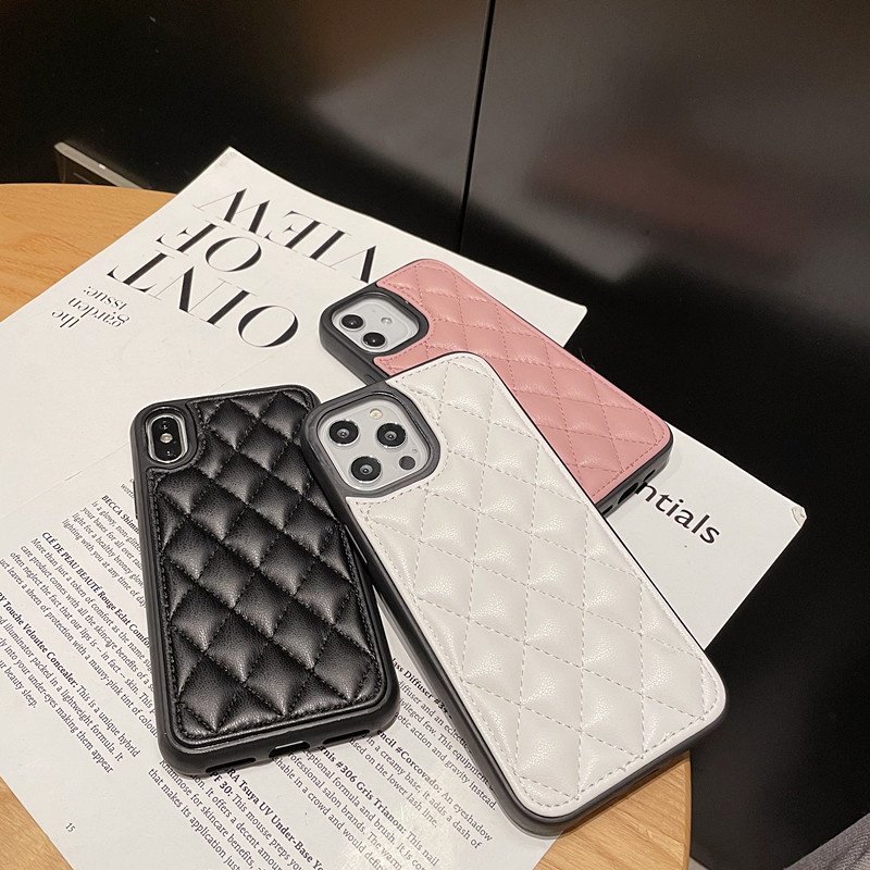 Hard Case Bahan Kulit Domba Untuk iPhone 13 12 11 Pro X XS Max XR 7 8 Plus