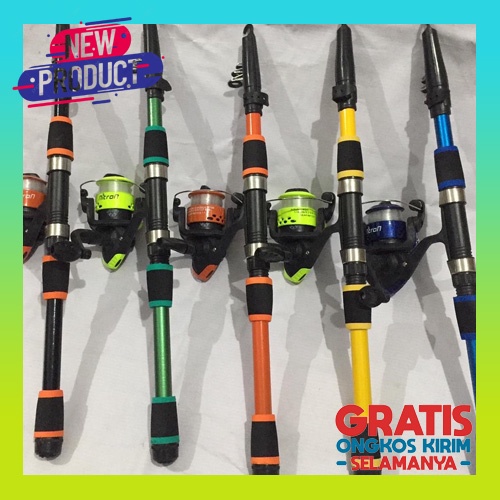 Set Alat Pancing Murah Lengkap Joran Karbon 210Cm Reel Spinning 12 Ball Bearing Ds2000 Satu Set Bonu