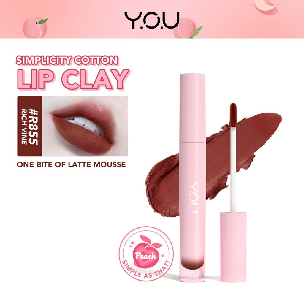 YOU Simplicity Cotton Lip Clay | Lip Stain Lipstick Lembut Melembapkan Tahan Lama