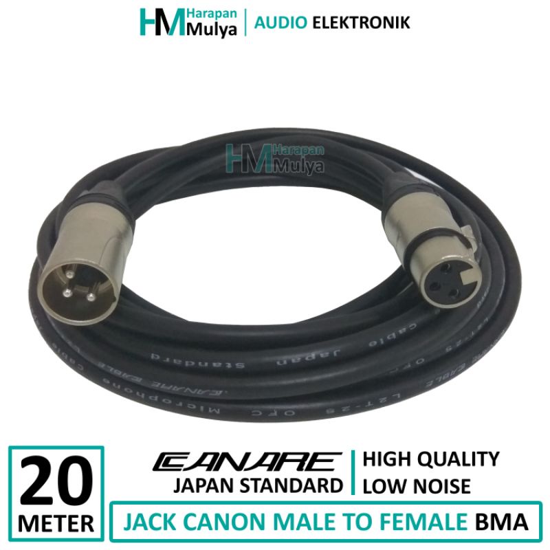(20 meter) Kabel Mic Microphone CANARE + Jack XLR Canon Male To Female BMA