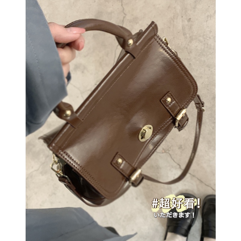 Suhao tas kurir portabel wanita 2022 baru trendi fashion retro tas kuliah all-match tas messenger bahu