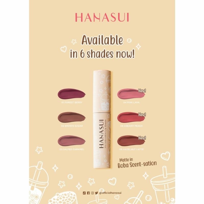 Hanasui Mattedorable Lip Cream Series BOBA EDITION