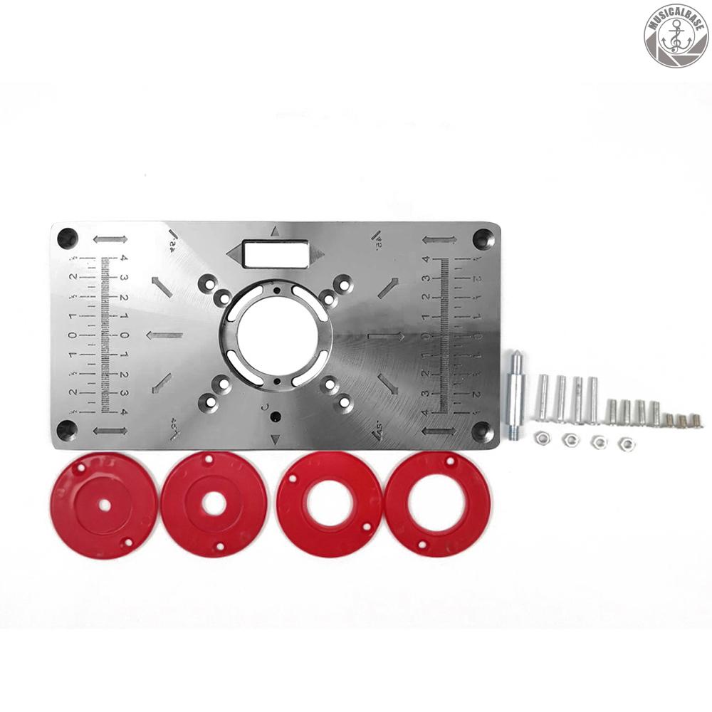 Plat Meja Router Multifungsi Bahan Aluminum Dengan 4 Ring Untuk Pengerjaan Kayu
