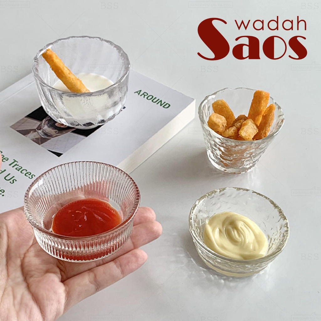 Wadah Tempat Saos Saus Sambal Kaca Teh Ocha Gelas Cangkir Cantik Mini Unik Glass Motif Tomat Mayo Mayonaise Hot Tea Cup Korean Mewah