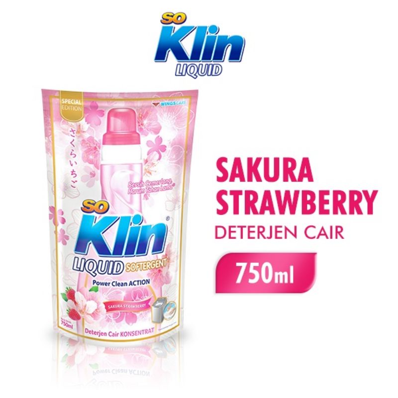 Soklin Cair Detergent Sakura Strawberry 750/720ml