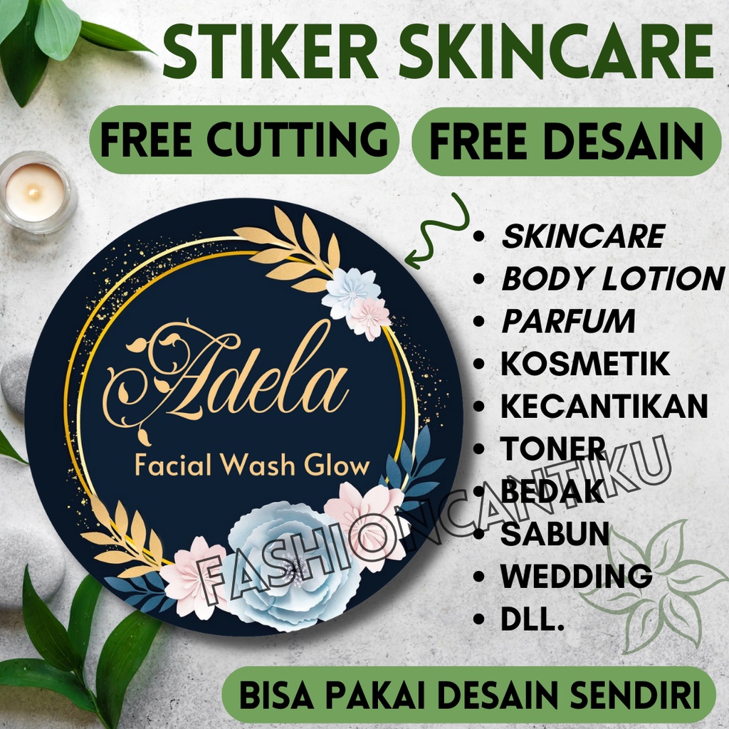 

Stiker Label Skincare Pot Cream Sabun Parfum Toner Bedak Kosmetik Body Lotion Toner