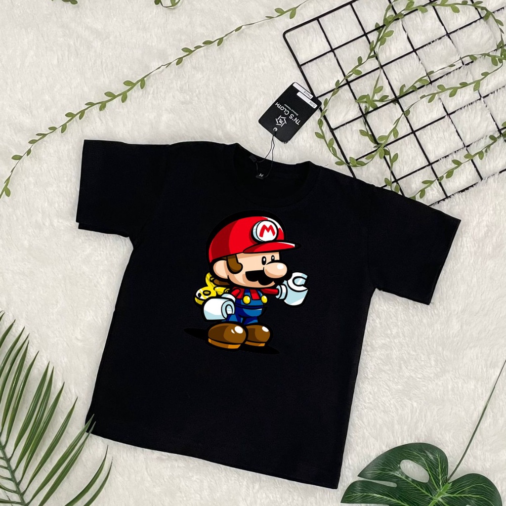 kaos anak baju gambar mario bros buat anak 1-9 tahun bahan adem kaos anak