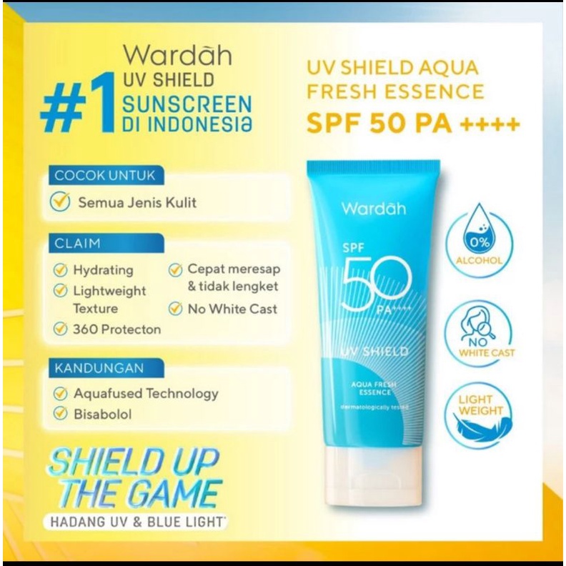 WARDAH UV Shield Essential Sunscreen Gel 30ml SPF50 SPF-50 Pa++ Sunblock