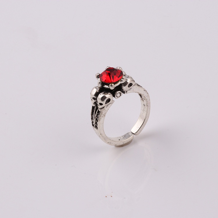 Cincin Desain Tengkorak Ruby Gaya Eropa Amerika Untuk Pria