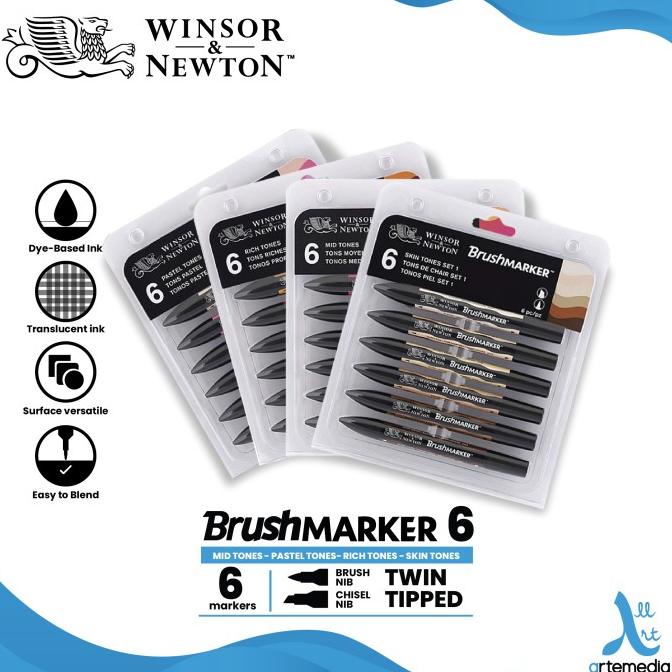 

Brush Marker Winsor & Newton Promarker Brush Pen Set 6 Dual Point