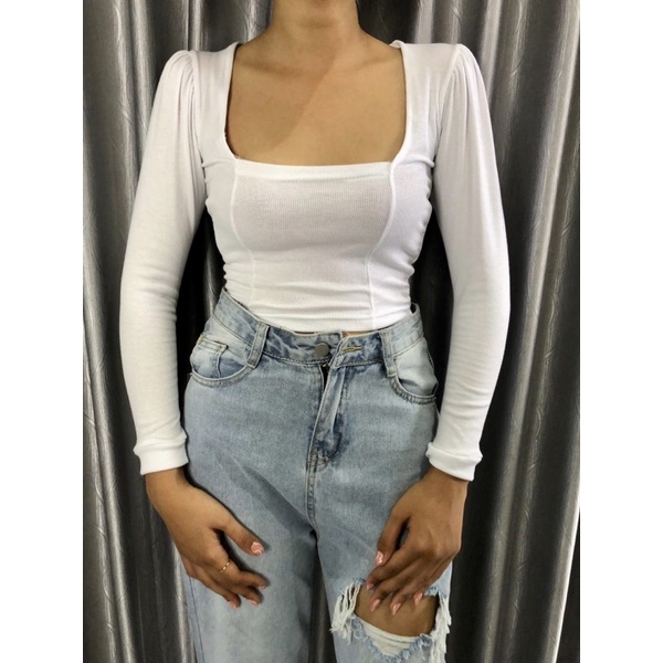 CROP TOP RIB SQUER PANJANG