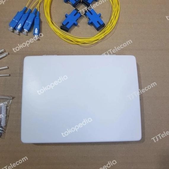 Roset optik / roset FTTH 4 core SC lengkap adaptor + pigtail