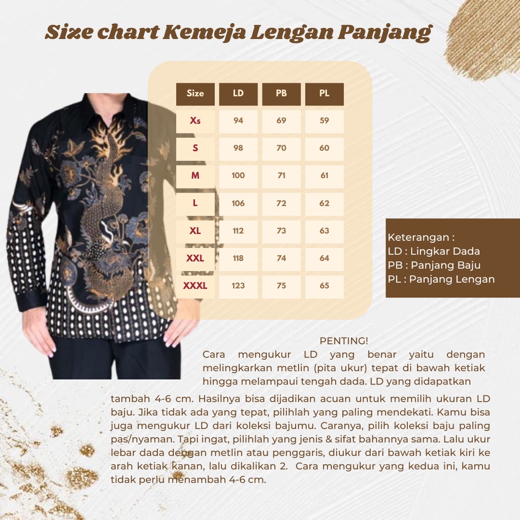 HEM PARANG BARONG | KEMEJA BATIK PRIA MOTIF PARANG HITAM PUTIH