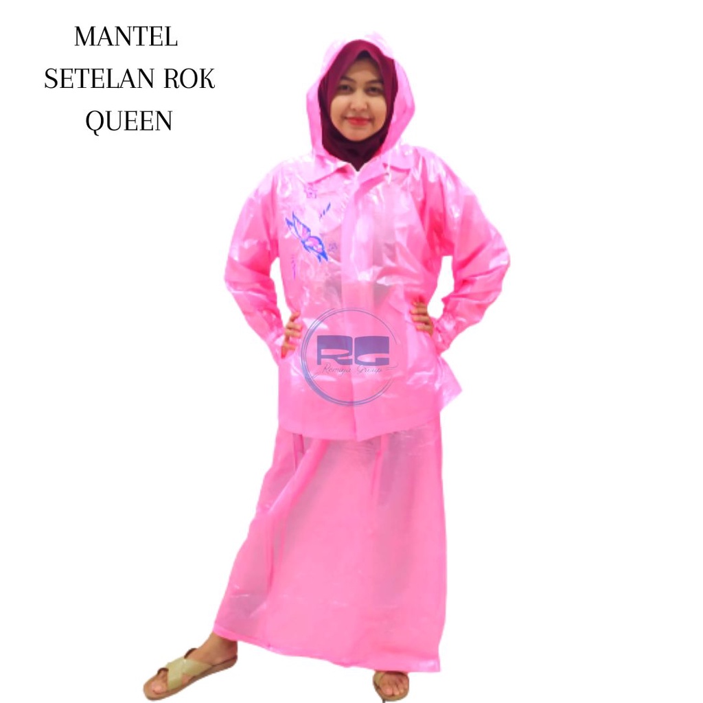 JAS HUJAN WANITA / SETELAN JAS HUJAN ROK WANITA QUEEN / MANTEL ROK WANITA