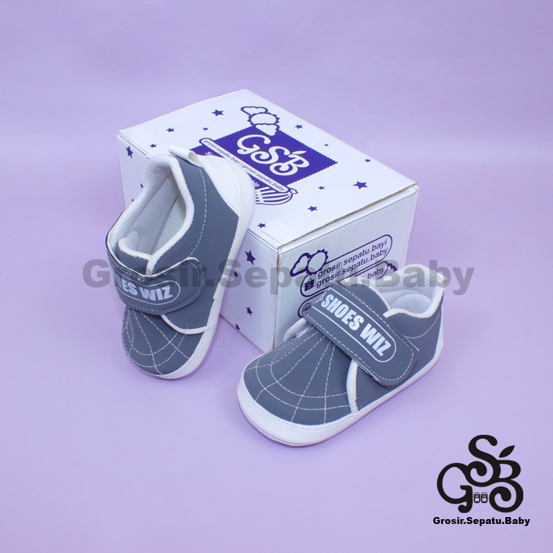 Prewalker - Sepatu Bayi - Baby Shoes | 2-12 bulan | casual SPIDER ABU polos ringan &amp; fleksibel