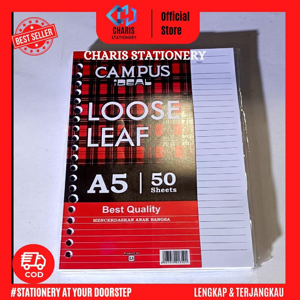 

CHARIS STATIONERY - Kertas Tulis CAMPUS Loose Leaf A5 Isi 50 Lembar/Pak