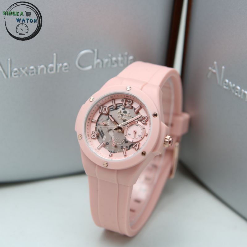 JAM TANGAN ALEXANDRE CHRISTIE ORIGINAL SERI 2A02BF/ JAM TANGAN CEWEK AC ORI WARNA PINK